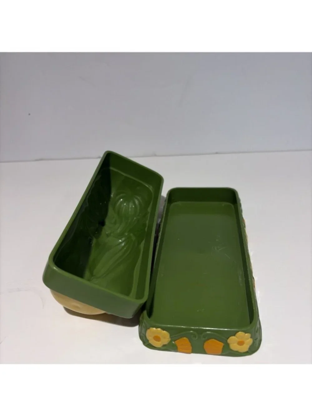 Vintage 1970s Harvest Butter Dish Melamine Colorful Autumn Fall Thanksgiving